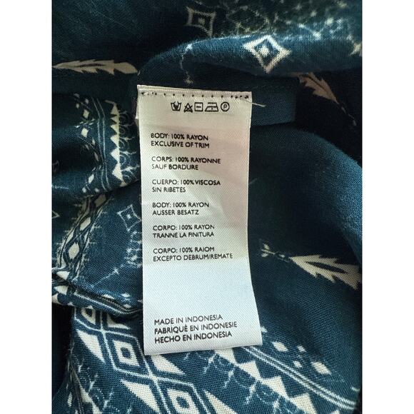 Cleobella Low Neck Halter Wide Leg Teal & Cream Jumpsuit Pockets Size XS - Picture 10 of 10